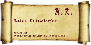 Maier Krisztofer névjegykártya